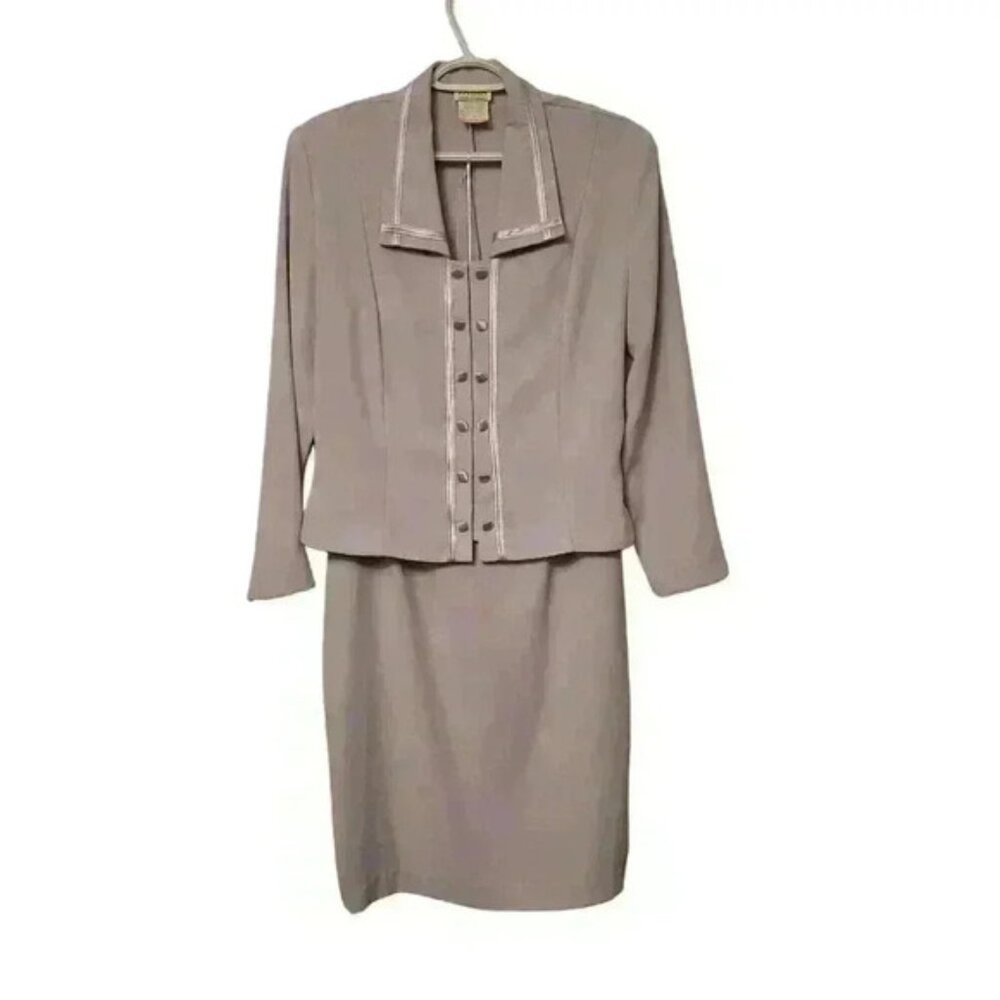 Vintage 80s Made in Canada Mother of Bride Wedding Suit Size 14 Blazer Skirt